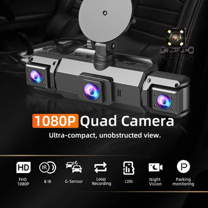 4-Camera Car DVR Recording System with IR Night Vision & WiFi App for Front, Rear & Side Coverage