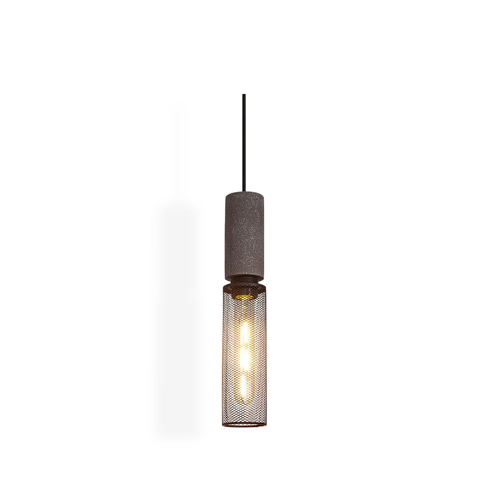 Industrial Concrete Hanging Light Fixture with Metal Accent for Dining Room, Kitchen Island & Bedroom – Adjustable Cord, E26 Socket, Modern