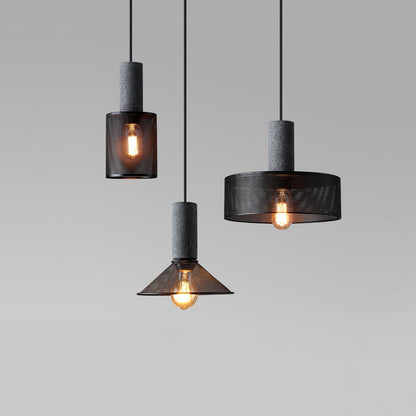 Industrial Concrete Hanging Light Fixture with Metal Accent for Dining Room, Kitchen Island & Bedroom – Adjustable Cord, E26 Socket, Modern