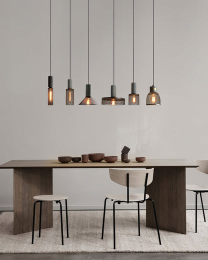 Industrial Concrete Hanging Light Fixture with Metal Accent for Dining Room, Kitchen Island & Bedroom – Adjustable Cord, E26 Socket, Modern