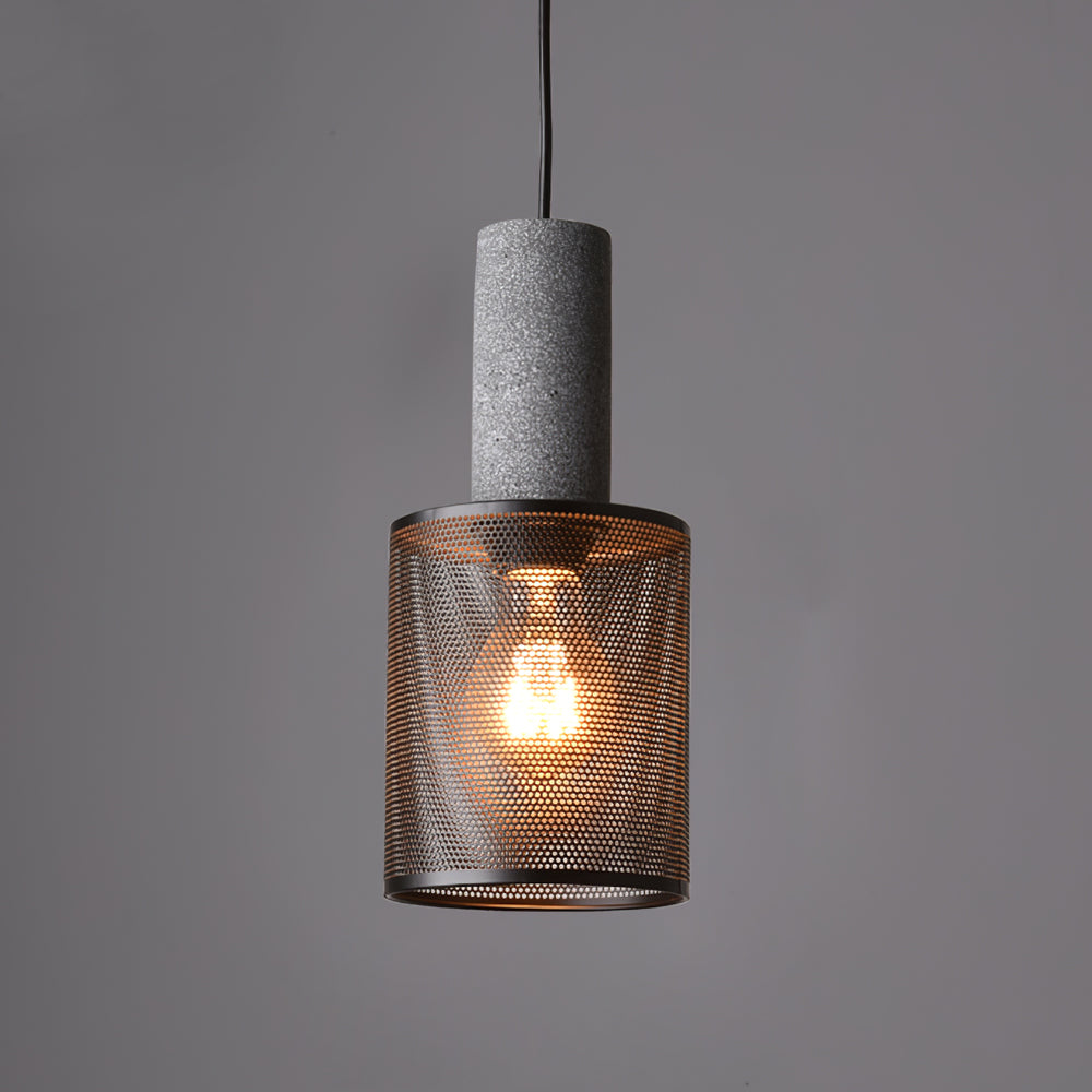Industrial Concrete Hanging Light Fixture with Metal Accent for Dining Room, Kitchen Island & Bedroom – Adjustable Cord, E26 Socket, Modern