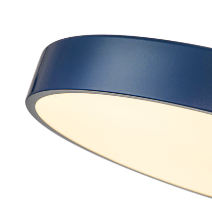 16-Inch Round LED Semi-Flush Ceiling Fixture Navy Blue with Brass Trim Dimmable 5 Color Temperatures for Bedroom Living Room Kitchen Hallway