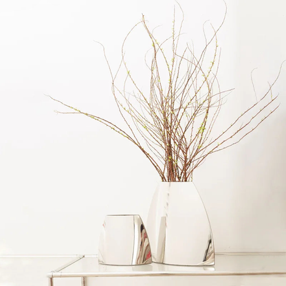Contemporary Arc Metal Flower Vase – Polished Stainless Steel Decorative Centerpiece for Modern Interiors