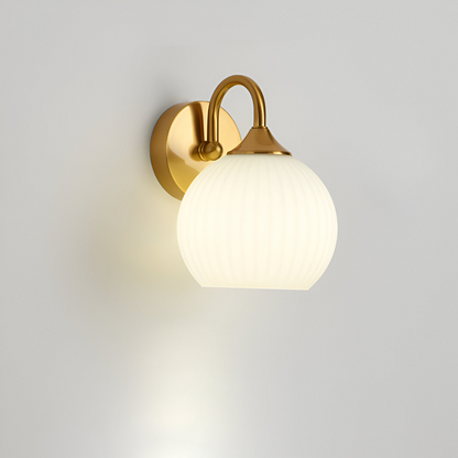 Contemporary Spherical Glass Wall Lamp with Striped Design and LED Compatibility