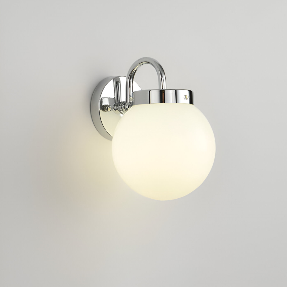 Contemporary Spherical Glass Wall Lamp with Striped Design and LED Compatibility
