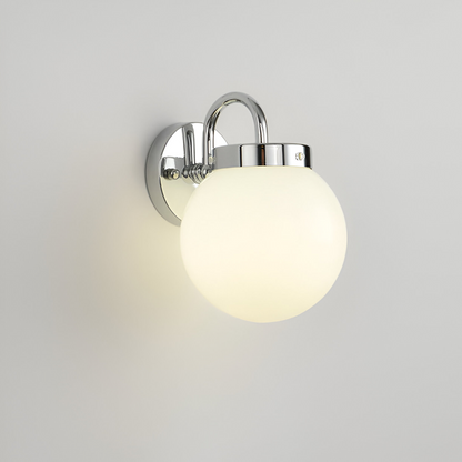 Contemporary Spherical Glass Wall Lamp with Striped Design and LED Compatibility