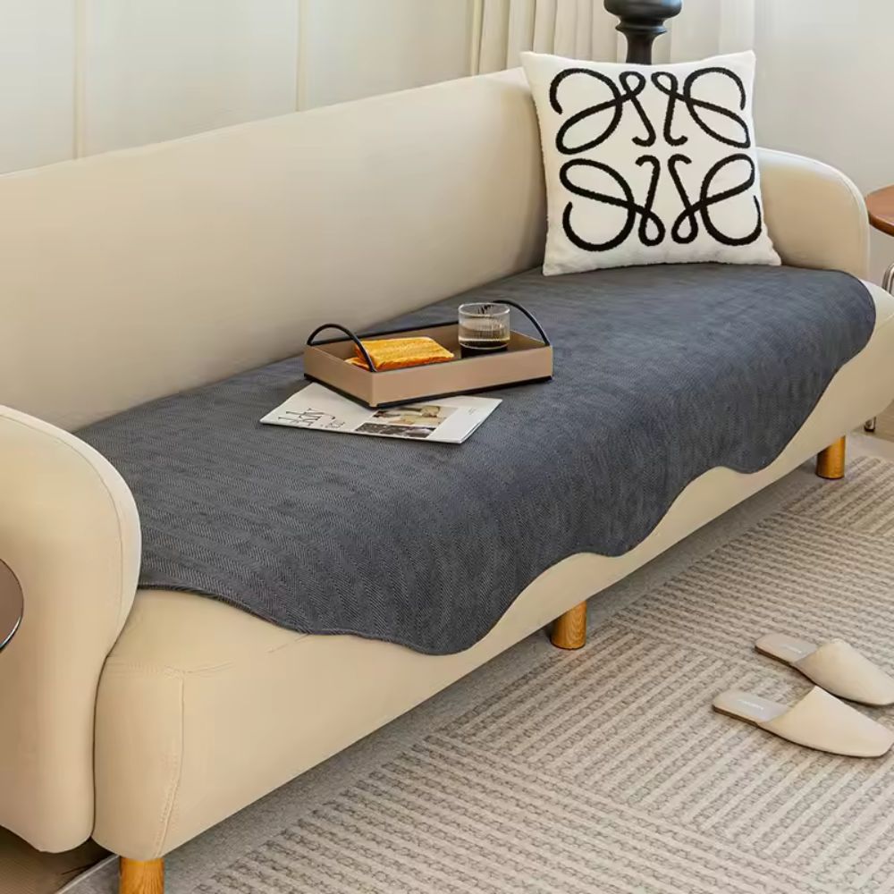 Quilted Microfiber Couch Cover – Non-Slip Protector for Sofas – Year-Round Furniture Shield in Solid Colors