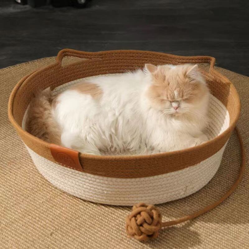 CoolPaws | Cooling Cat Bed with Hand-Woven Design | Breathable Comfort for Summer Relaxation