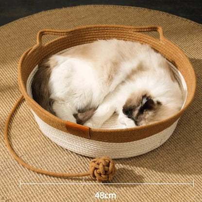 CoolPaws | Cooling Cat Bed with Hand-Woven Design | Breathable Comfort for Summer Relaxation