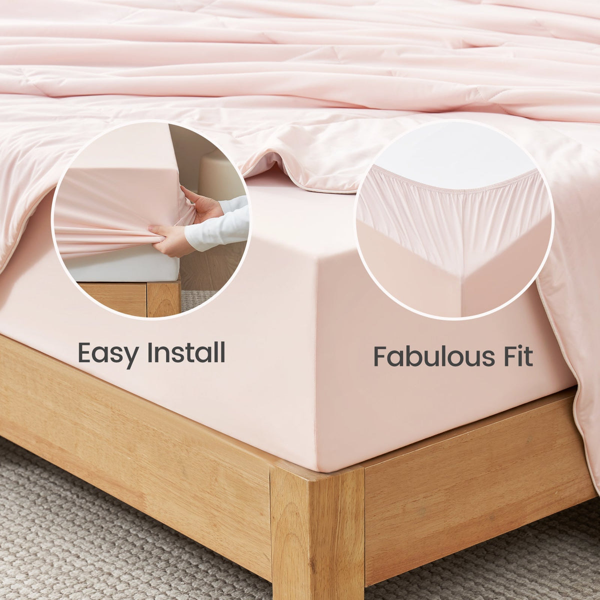 Cooling Comfort | Japanese Fabric Fitted Sheet Set with Deep Pockets | Ultimate Sleep Solution for Hot Sleepers
