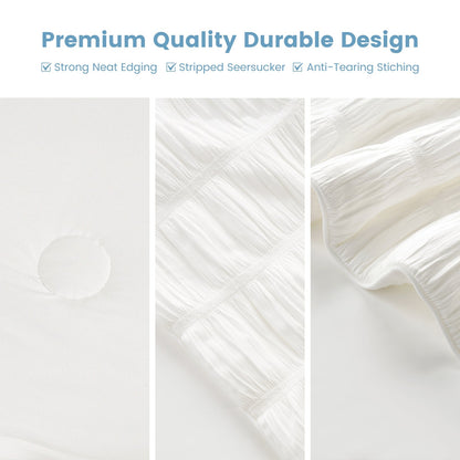 Cooling Comforter | Lightweight Seersucker Design with Vertical Stripes | Breathable Fabric for Hot Sleepers