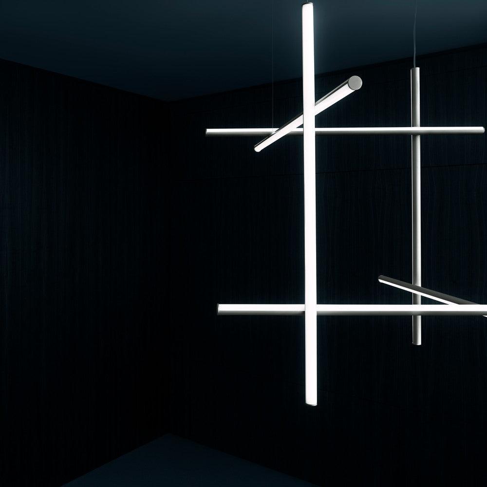 Geometric Grid Ceiling Light Fixture for Dining Room & Open Spaces | Adjustable Height LED Chandelier | Modern Aluminum Track System | Multi
