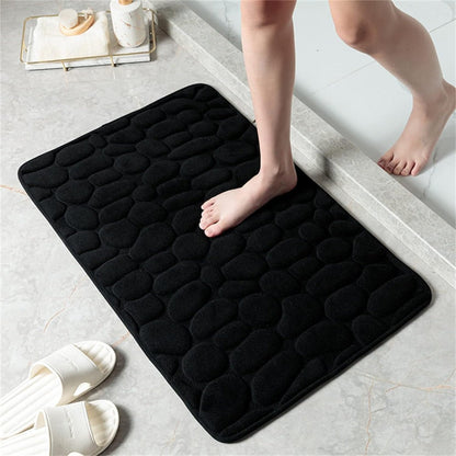 Cora Bath Mat - Cobblestone Embossed, Non-Slip Cotton