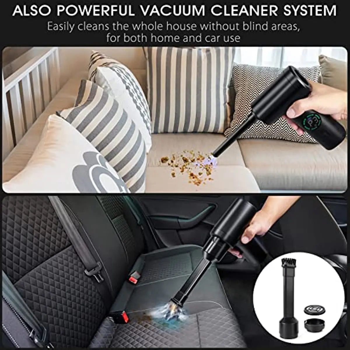 Cordless Air Blaster, Keyboard Cleaner, Electronics Cleaner, Computer Cleaner with Vacuum, Rechargeable Dust Blower