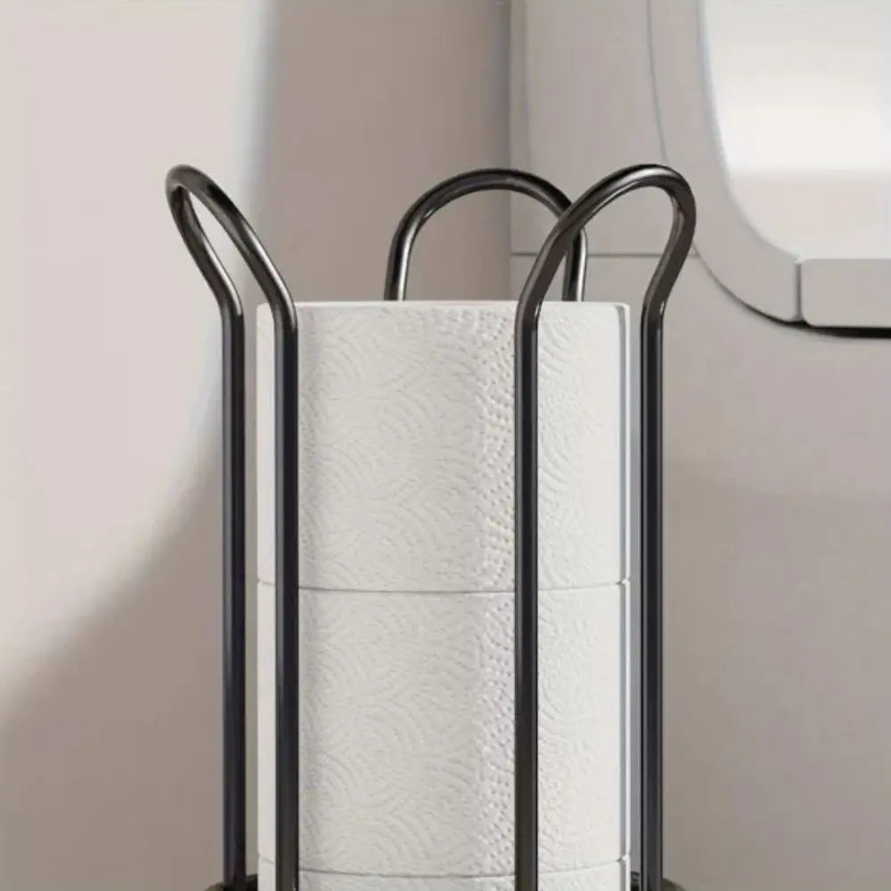 Freestanding Toilet Paper Holder Stand – Vertical Chrome Bathroom Storage Organizer for Spare Rolls | Modern Space-Saving Design