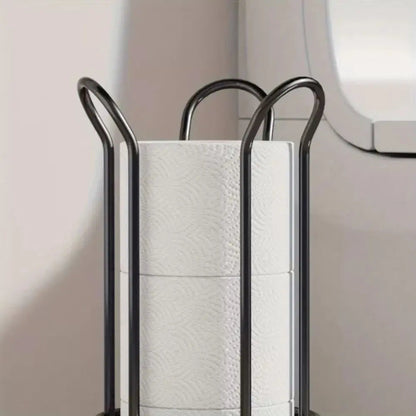 Freestanding Toilet Paper Holder Stand – Vertical Chrome Bathroom Storage Organizer for Spare Rolls | Modern Space-Saving Design