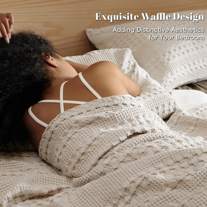 Cotton Waffle Weave Blanket | Lightweight Cooling Blanket for Summer Comfort