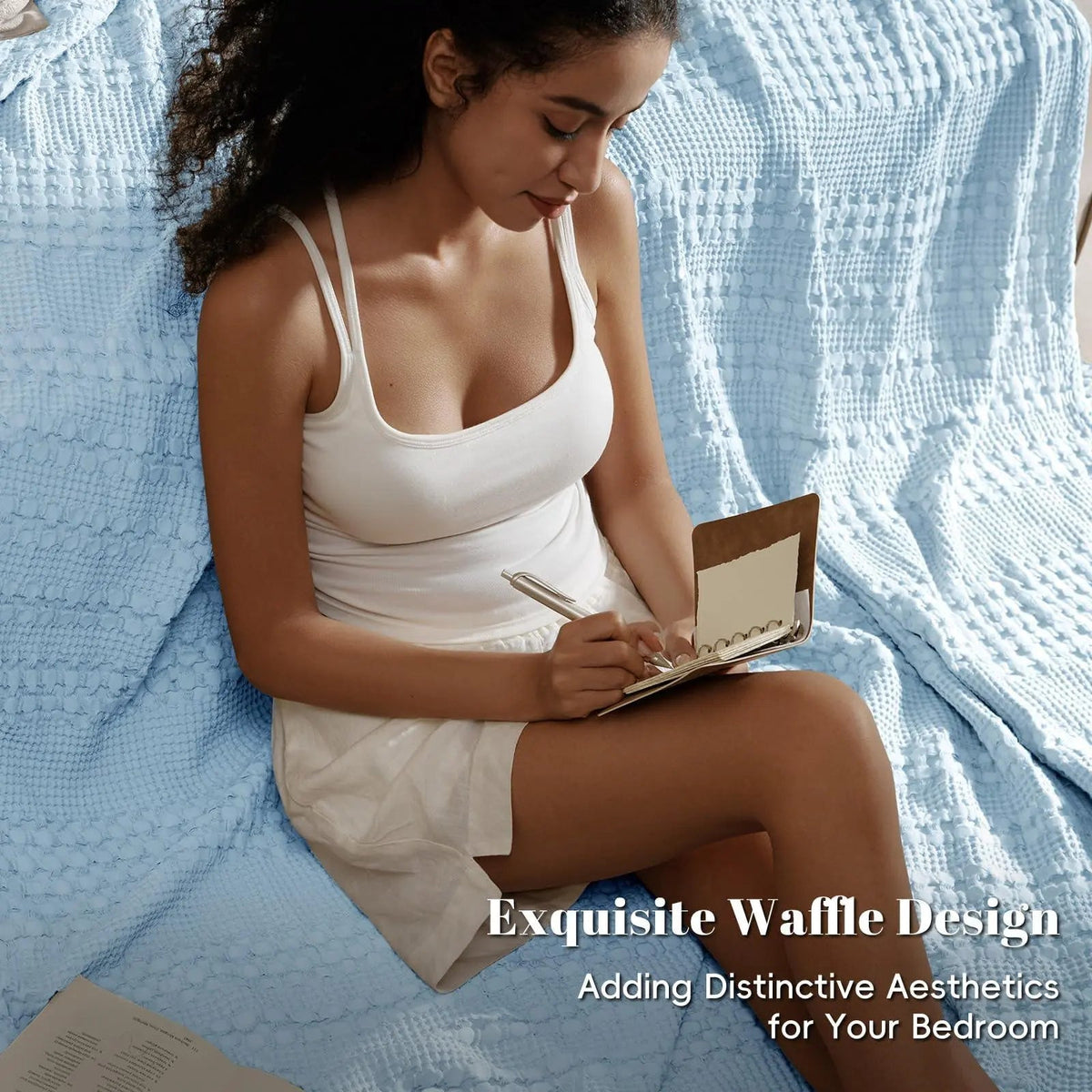 Cotton Waffle Weave Blanket | Lightweight Cooling Blanket for Summer Comfort