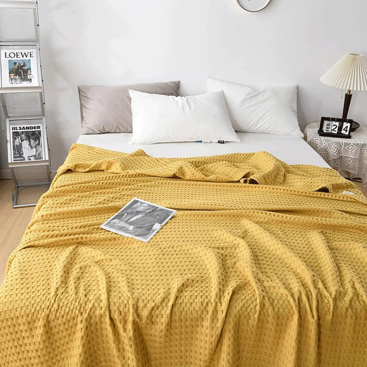 Cotton Waffle Weave Blanket | Lightweight Cooling Blanket for Summer Comfort