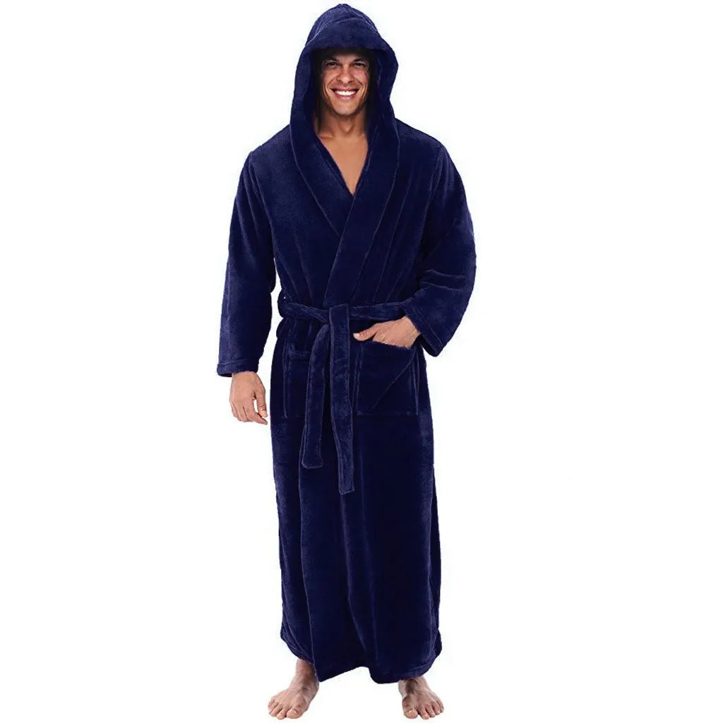 Cozy Bathrobe for Men | Thick Plush Hooded Design for Ultimate Warmth