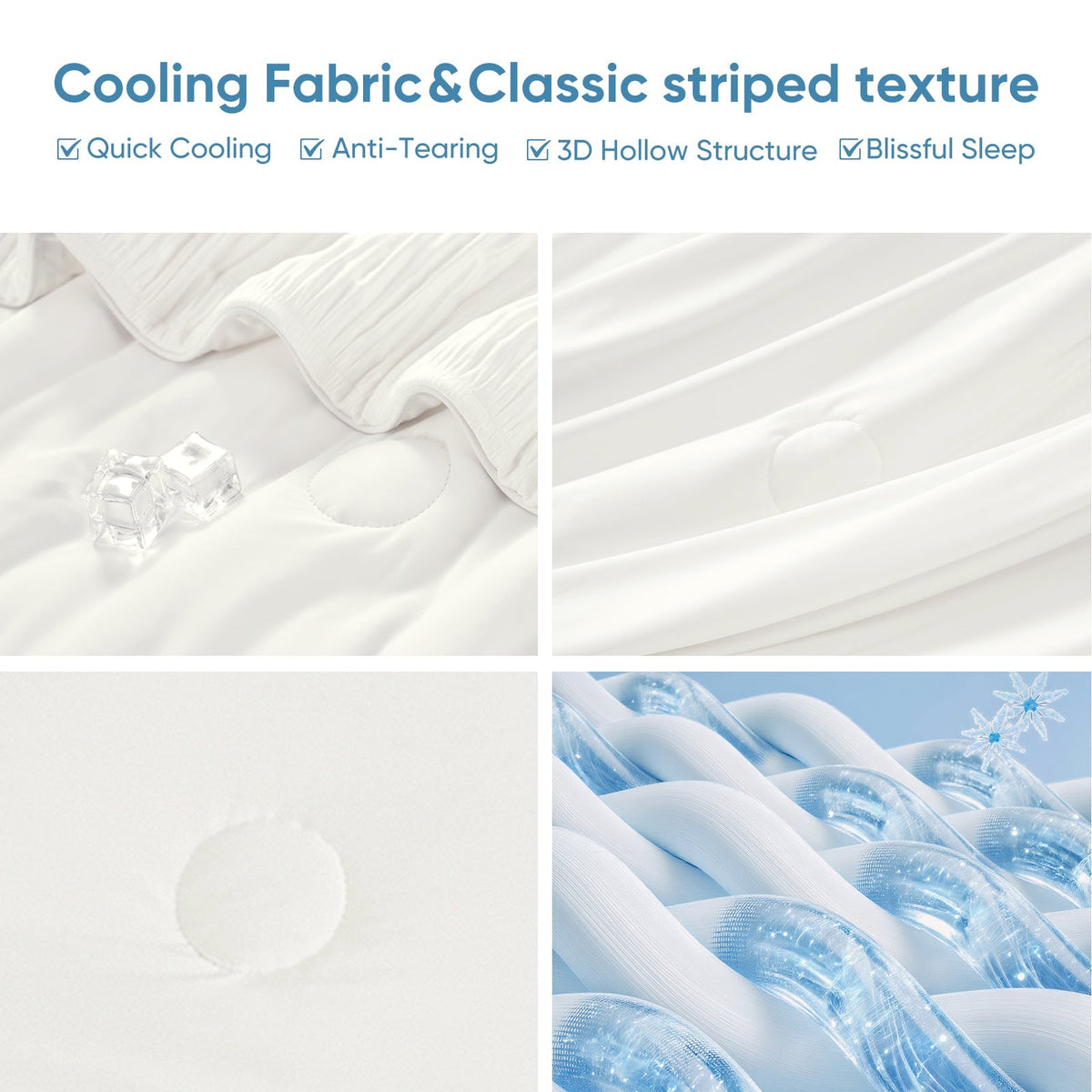 Cozy Bliss | Striped Cooling Comforter Set with Advanced Airflow | Lightweight Design for Hot Sleepers