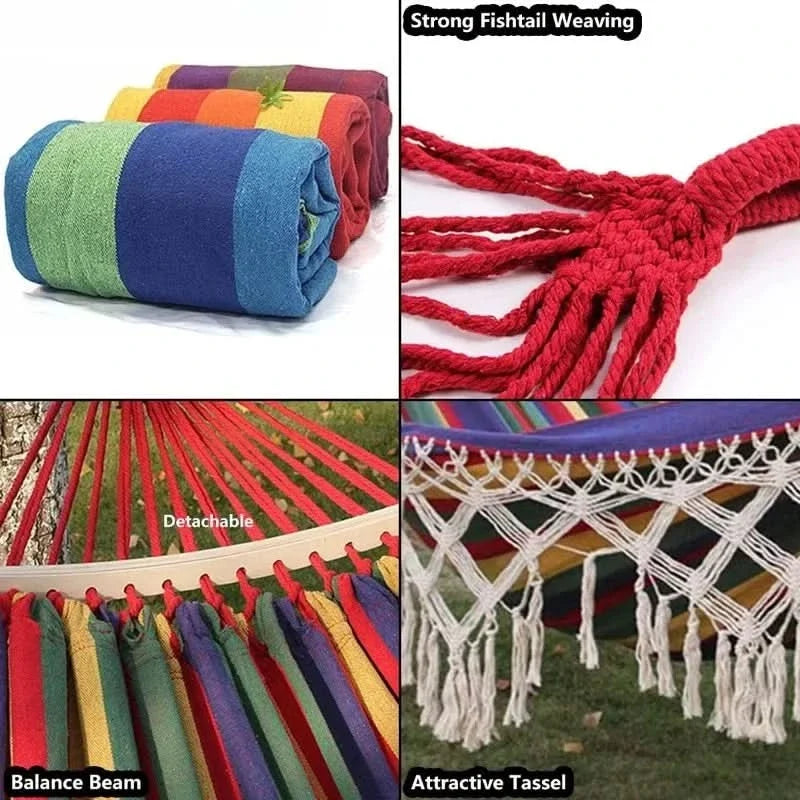 BOHOLIVA – Cozy Canvas Double Hammock for Outdoor Relaxation
