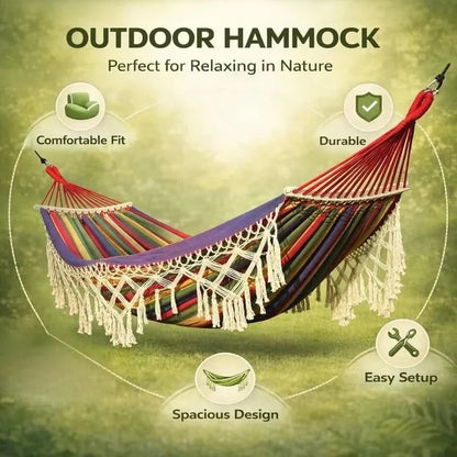 BOHOLIVA – Cozy Canvas Double Hammock for Outdoor Relaxation
