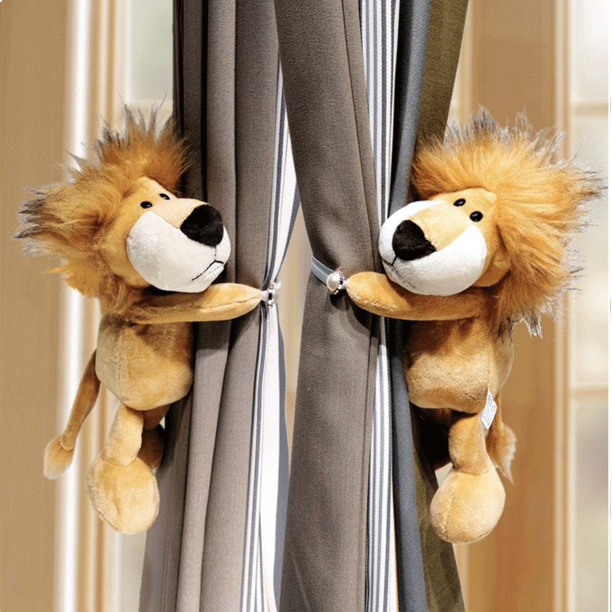 Cozy Critters | Plush Animal Curtain Tiebacks for Kids Room with Soft Fabric | Fun Decor for Imaginative Spaces