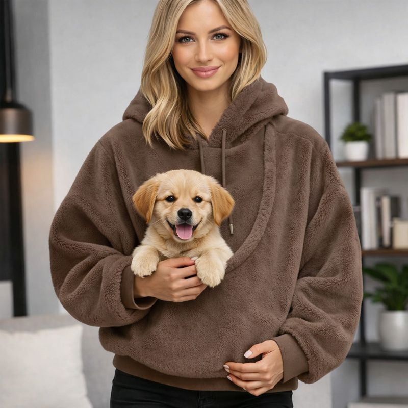 Cozy Pet Carrier Hoodie | Dog Carrier with Soft Front Pouch | Hands-Free Design for Comfort and Bonding