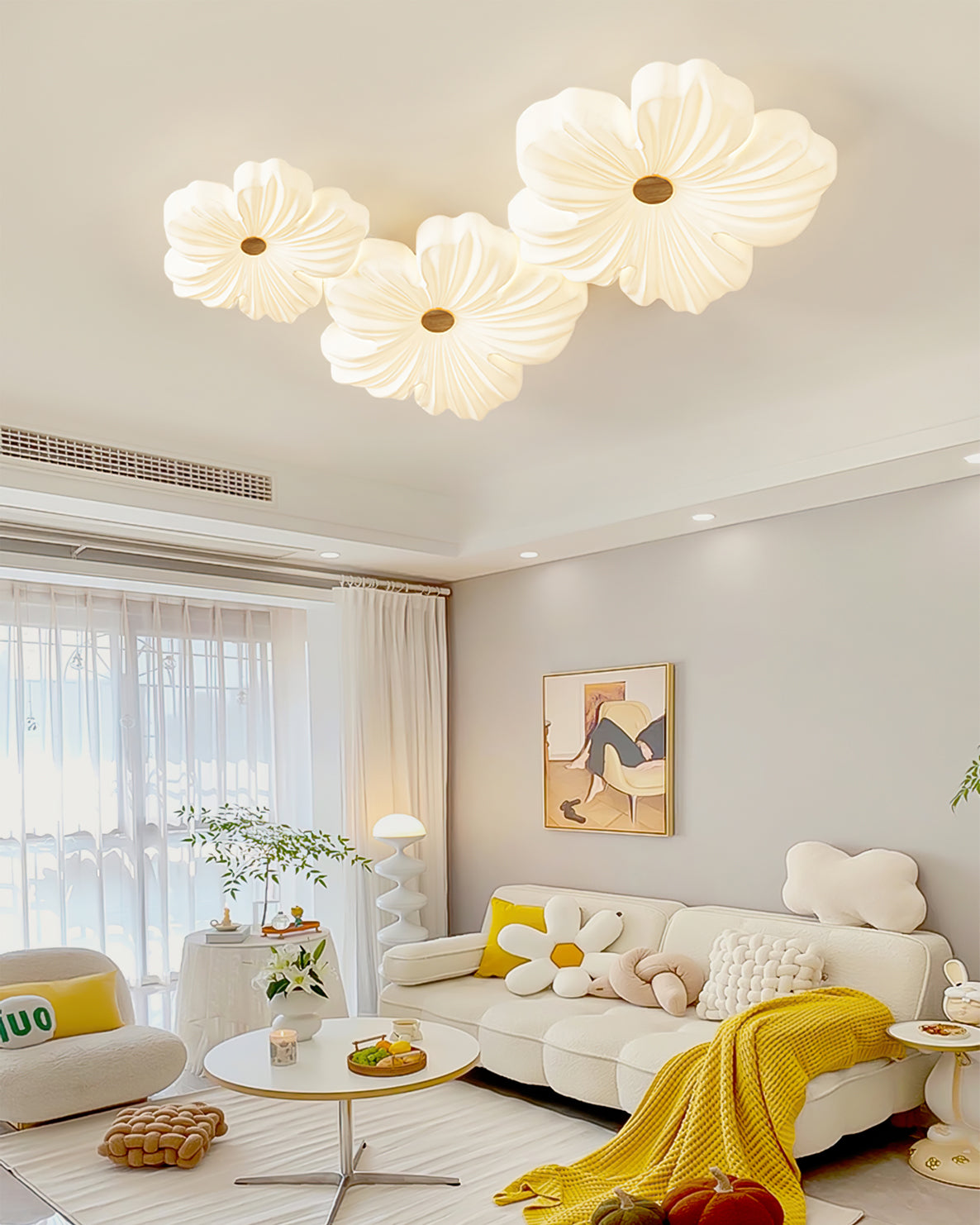 Flush Mount LED Light Fixture White Acrylic 13 Inch Round for Bedroom Living Room Hallway Kitchen Low Profile Modern Overhead Lighting Ceili