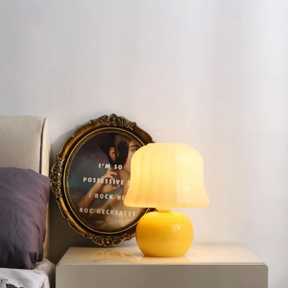 Ceramic Accent Lamp with Enamel Shade 11.4 in Beige for Nightstands Bedrooms Living Rooms Study Desks Side Tables E14 Socket 15W Soft Glow