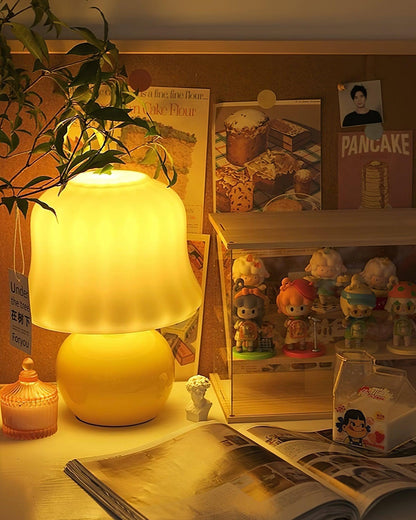 Ceramic Accent Lamp with Enamel Shade 11.4 in Beige for Nightstands Bedrooms Living Rooms Study Desks Side Tables E14 Socket 15W Soft Glow