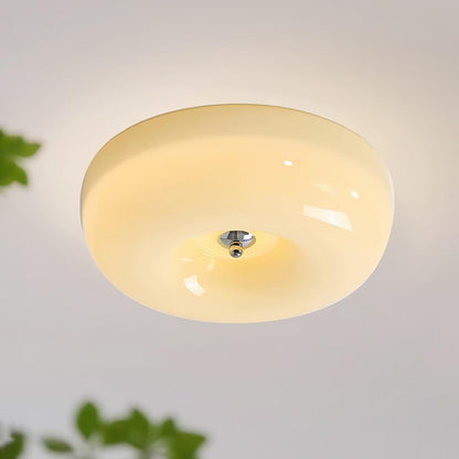 Modern Glass LED Flush Mount Light with Adjustable Color Temperature for Bedroom, Entryway, and Small Spaces