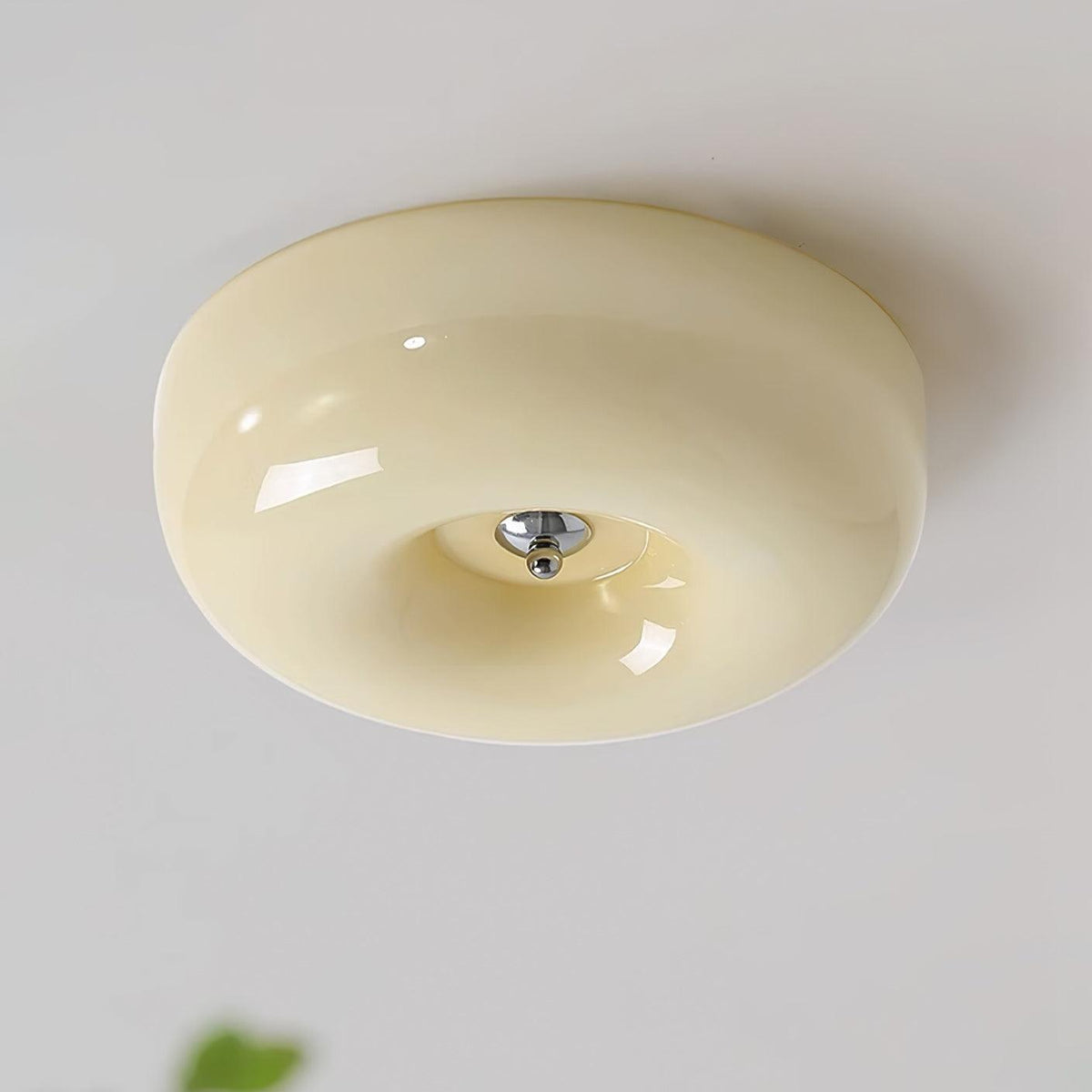 Swirled Glass Flush Mount Ceiling Light with Integrated LED – Chrome Finish – Dimmable Warm White – Modern Ceiling Lamp for Bedroom Living