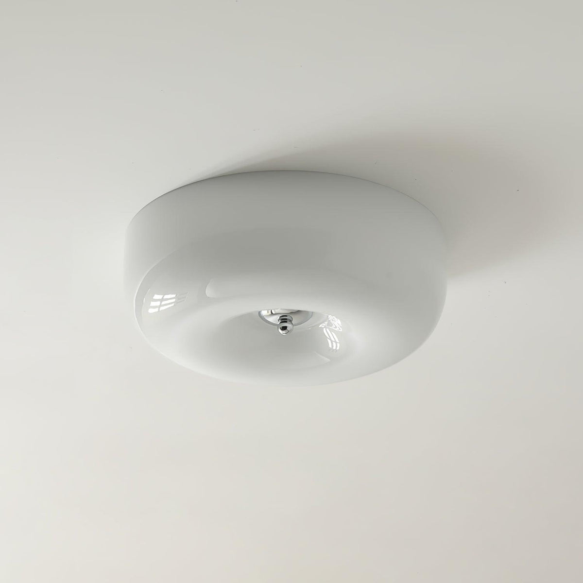 Glass Dome Flush Mount Light Fixture 16 in Cream Round LED Ceiling Lamp for Bedroom Living Room Dining Room Low Profile Dimmable Modern Home