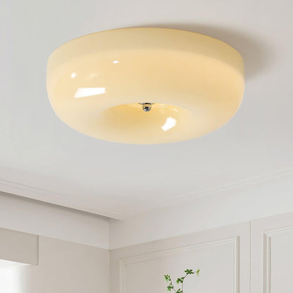Round Glass Flush Mount LED Light Fixture – Adjustable 3000K/4000K/6000K Integrated Overhead Lighting for Bedrooms, Hallways & Low-Ceiling L