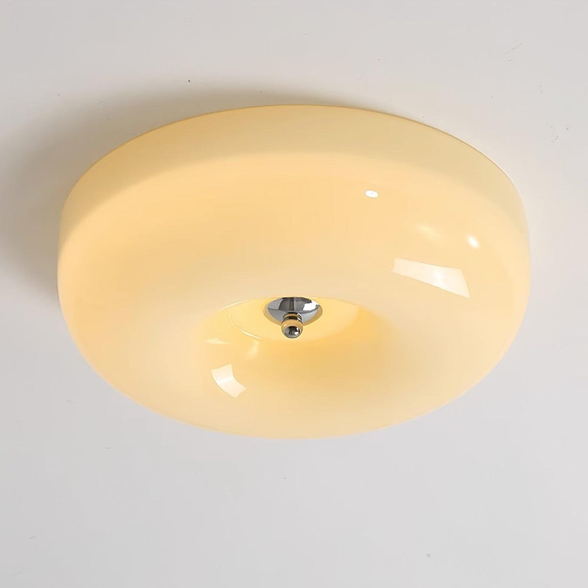 Swirled Glass Flush Mount Ceiling Light with Integrated LED – Chrome Finish – Dimmable Warm White – Modern Ceiling Lamp for Bedroom Living