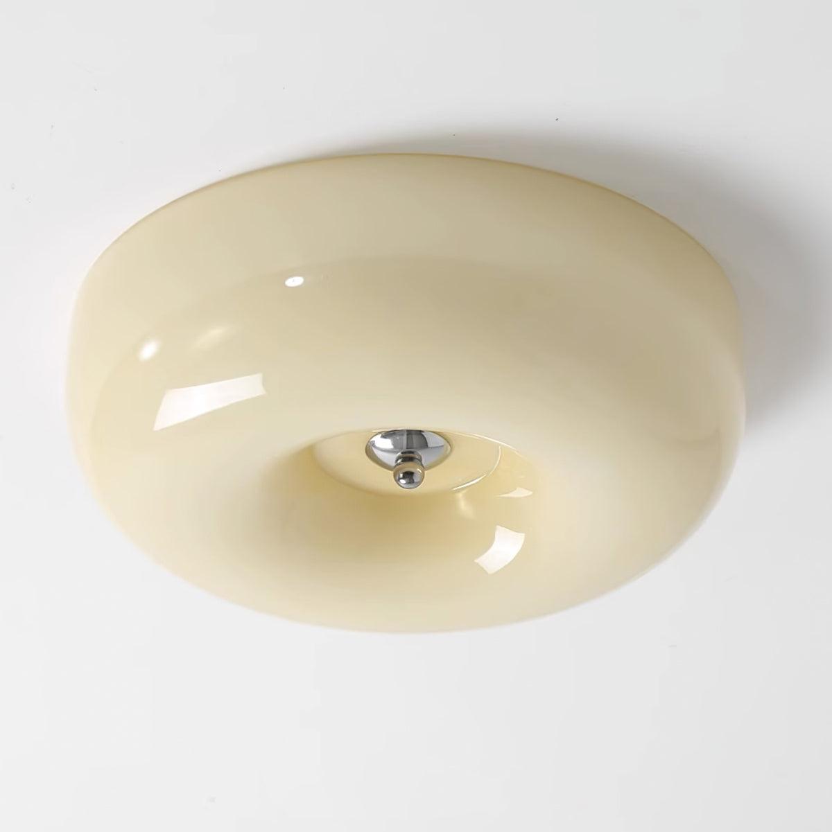 Swirled Glass Flush Mount Ceiling Light with Integrated LED – Chrome Finish – Dimmable Warm White – Modern Ceiling Lamp for Bedroom Living