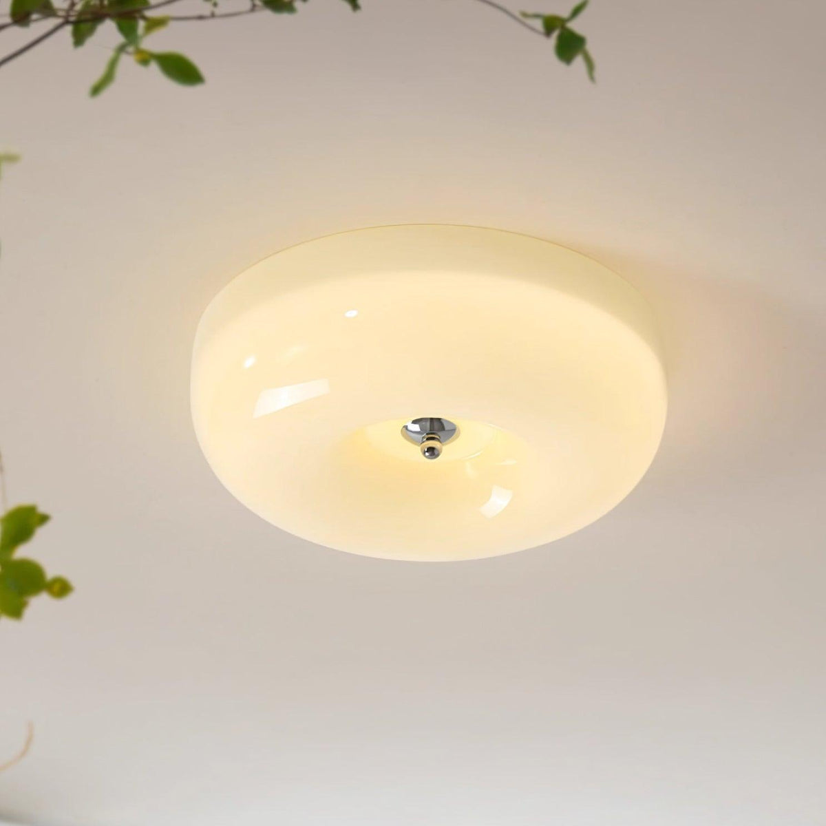 Round Glass Flush Mount LED Light Fixture – Adjustable 3000K/4000K/6000K Integrated Overhead Lighting for Bedrooms, Hallways & Low-Ceiling L