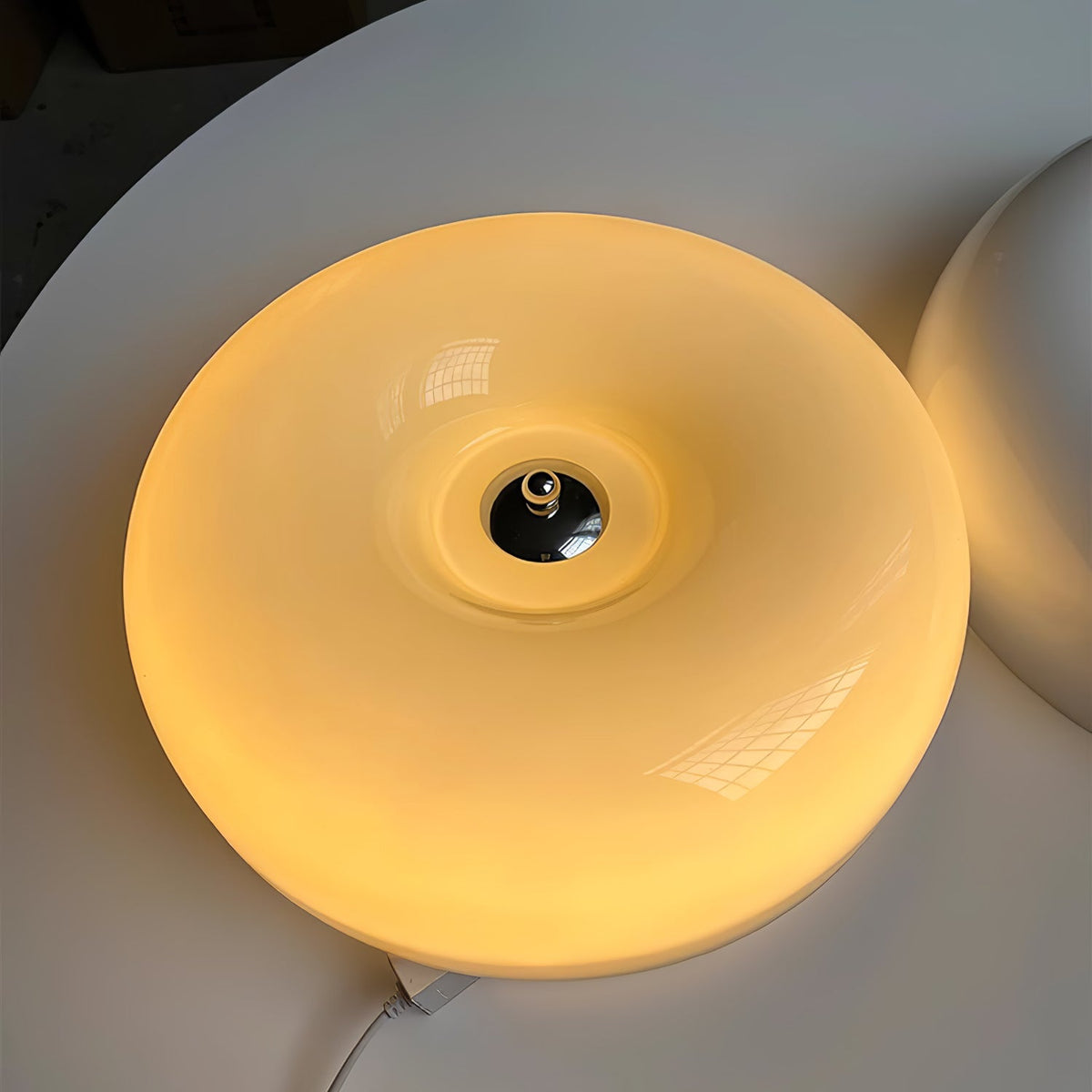 Glass Dome Flush Mount Light Fixture 16 in Cream Round LED Ceiling Lamp for Bedroom Living Room Dining Room Low Profile Dimmable Modern Home