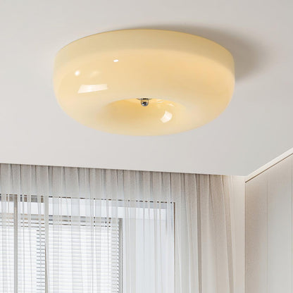 Swirled Glass Flush Mount Ceiling Light with Integrated LED – Chrome Finish – Dimmable Warm White – Modern Ceiling Lamp for Bedroom Living