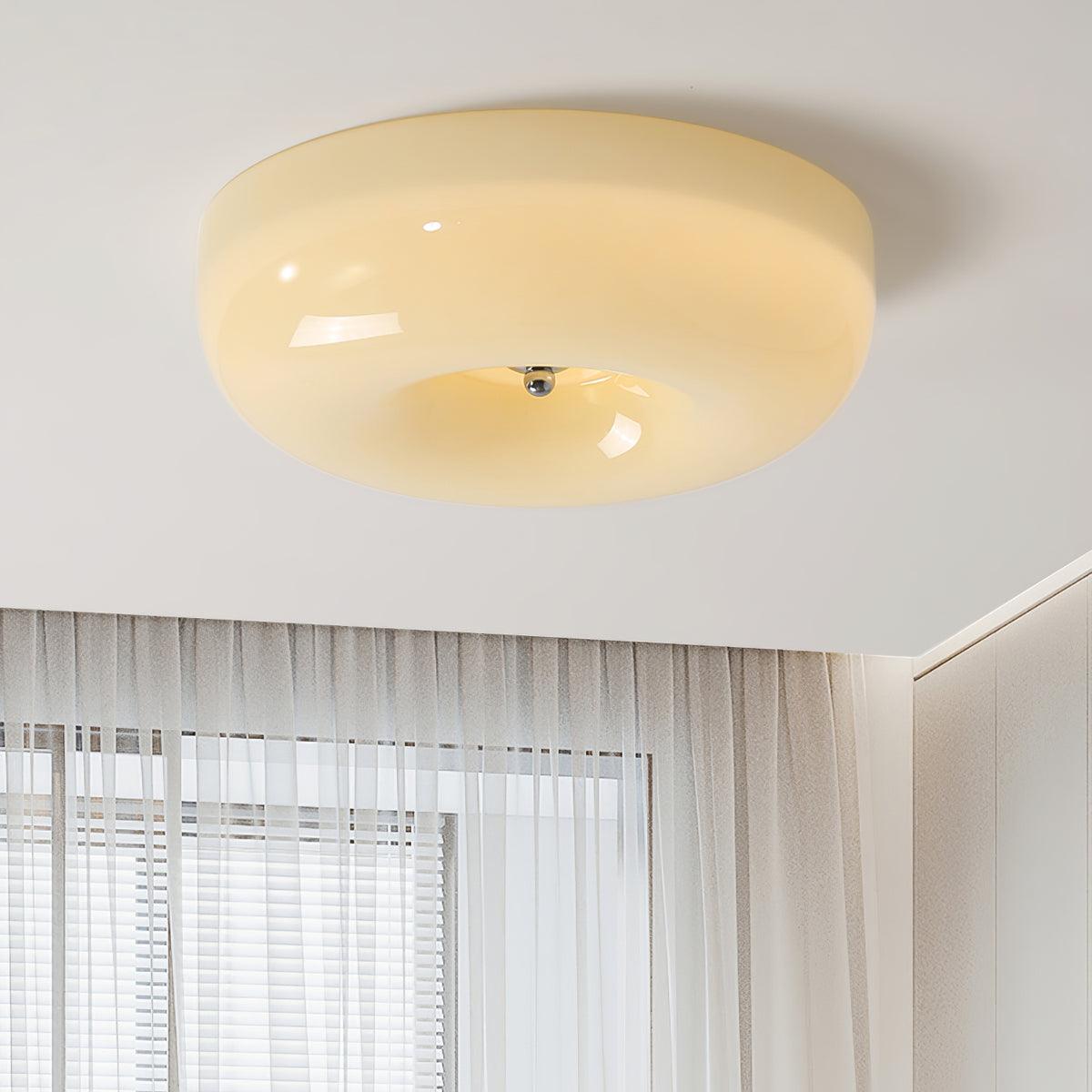 Modern Glass LED Flush Mount Light with Adjustable Color Temperature for Bedroom, Entryway, and Small Spaces