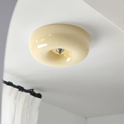 Modern Glass LED Flush Mount Light with Adjustable Color Temperature for Bedroom, Entryway, and Small Spaces