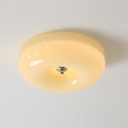 Round Glass Flush Mount LED Light Fixture – Adjustable 3000K/4000K/6000K Integrated Overhead Lighting for Bedrooms, Hallways & Low-Ceiling L