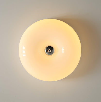 Glass Dome Flush Mount Light Fixture 16 in Cream Round LED Ceiling Lamp for Bedroom Living Room Dining Room Low Profile Dimmable Modern Home