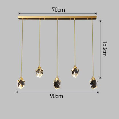 Adjustable Drop Fixture with Clear Tapered Shade & Brass Accents for Kitchen Islands, Breakfast Nooks, Entryways