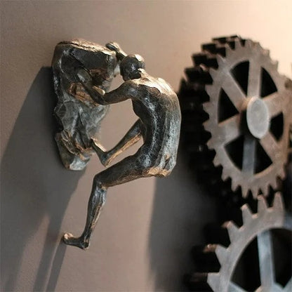 3D Wall Art Sculpture, Climbing Man Wall Art for Living Room and Office, Modern Wall Sculptures for Home Decor
