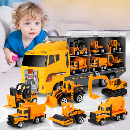 Creative Kids | Toy Construction Vehicle Set with Realistic Sounds | Interactive Play Carrier Kit for Imaginative Adventures
