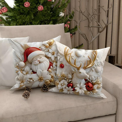 Crescent Christmas Pillow Covers - Velvet, Set of 4 with Holiday Designs