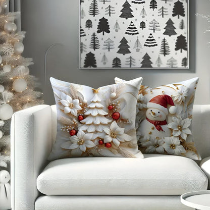 Crescent Christmas Pillow Covers - Velvet, Set of 4 with Holiday Designs